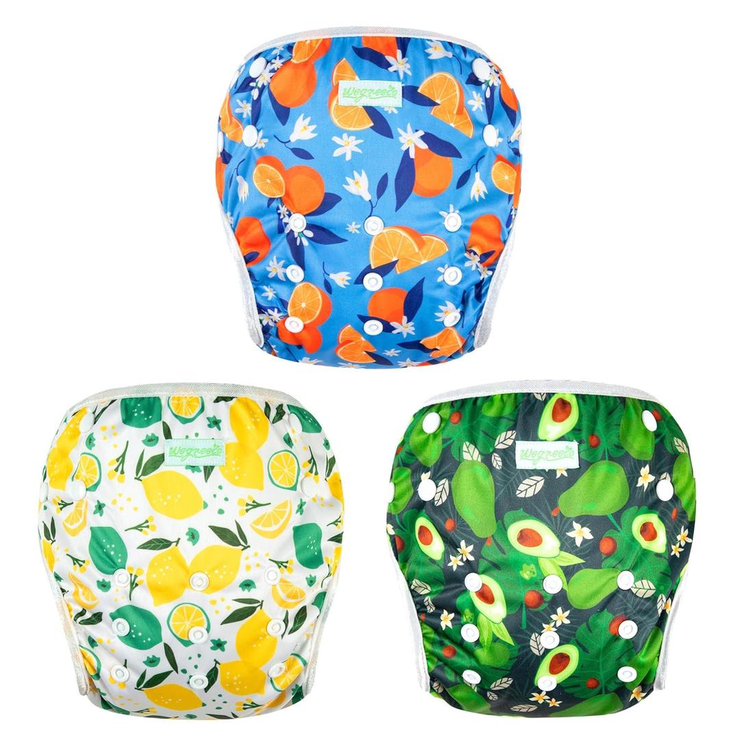wegreeco Washable Male Dog Belly Band (Stylish Pattern) Pack of 3  Washable Male Dog Belly Wrap, Dog Diapers Male (Fruit, Large)