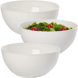 US Acrylic Vista White Plastic Salad and Serving 10-inch Bowls | set of 3 | Reusable, BPA-free, Made in the USA | 135 oz. capacity