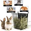 LUAVIARU Upgrades Rabbit Hay Feeder - Guinea Pig Hay Feeder - Metal Frame Hay Rack with Adjustable Hook - Less Wasted - for Guinea Pigs - Chinchilla Bunny Cage Accessories - Bunny Feeder