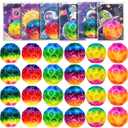 24 Pcs Moon Bouncy Balls Bulk with Cards Multicolored Stress Space Balls Party Favors School Classroom Gifts Exchange Goodie Bags Outdoor Sport Toys for Toddlers Boys Girls Kids Teens