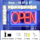 16.5" X 9" Led Neon Open Signs for Business - 12V/2A Ultra Bright Led Neon Sign with ON/OFF Switch - Plug In Electric Light Up Sign for Bar, Salon, Coffee Stores, Club, Hotel (Horizontal)