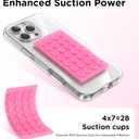 3 x 2 Pack Silicone Suction Cup Phone Case Mount Double-Sided, Hands-Free Strong Grip Holder for iPhone and Android, Sticky Phone Stand for Selfies and Videos, Neon Pink+Transparent