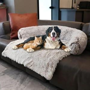 Dogs/ Cats Bed Mats, Couch Cover for Dogs, Sofa Style Luxurious Mat for Pets, Waterproof Lining and Nonskid Bottom Perfect on Dog Crate, Cat Cage or in The Car. (Gradient Brown, XXLPlus)