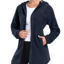 MoFiz Women's Long Fleece Zip Up Hoodies Long Sleeve Full Zip Soft Warm Polar Fleece Jacket Coat with Pocket for Fall Winter Navy Blue S