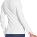 Button Shirts for Women Ruched Long Sleeve Collared Casual Dressy Tops V Neck Blouse (White, M)