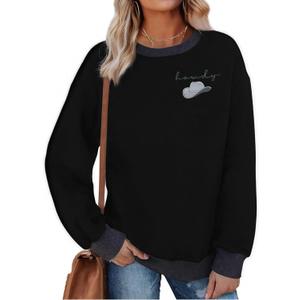 ASTANFY Cow Skull Western Sweatshirts For Women Country Western Outfits Cowgirl Pullover Sweatshirts (Small, Black-2)