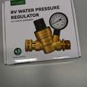 RVGUARD RV Water Pressure Regulator Valve, Brass Lead-Free Adjustable Water Pressure Reducer with Gauge and Inlet Screen Filter for RV Camper Travel Trailer