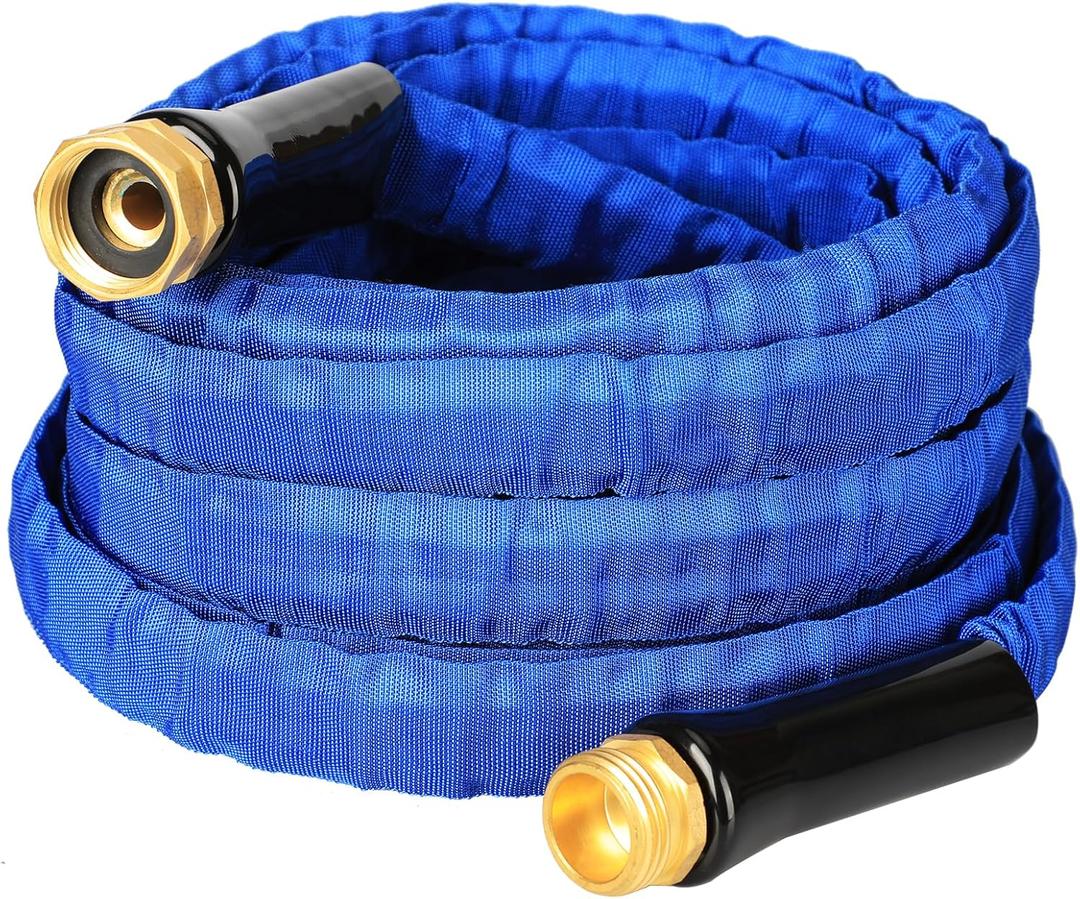 YOTOO Garden Hose 25FT, Lightweight, Durable, Flexible, Non-Expanding, Kink-Free Water Hose with Solid Brass Fittings for Outdoor, Watering flants and flowers, Car WashBlue