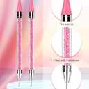 Rhinestone Picker Tool Set,Rhinestone Applicator Tool,Rhinestone Picker Dotting With 4 Extra Pink Replaceable Wax Head and 2 Tweezer (Pink A)