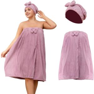 Towel Wrap for Women Plus Size (XXL-XXXXL), Lightweight Spa Bath Wrap Set Soft Comfortable Absorb Water Bath Towel + Hair Drying Towel Set Oversized Body Wrap