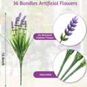Zeyune 36 Bundles Artificial Plants Outdoor Fake Monkey Grass with Flowers Greenery UV Resistant Faux Outdoor Plants Plastic Flowers for Garden Office Patio Pathway Outside Decor(Purple)