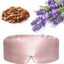 Lavender Heated Eye Mask, Weighted Sleep Mask for Dry Eyes & Blepharitis, Microwave Warm Compress to Remove Styes, Adjustable Satin Eye Pillow-Pink