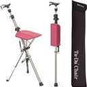 Ta-Da Chair Series 1 Pro, Portable Trekking Hiking Pole, Folding Walking Stick with Seat, Walking Cane with Chair, Foldable Chair, Lightweight Aluminum, Easy Carry and Storage, Anti-Slip (Red)