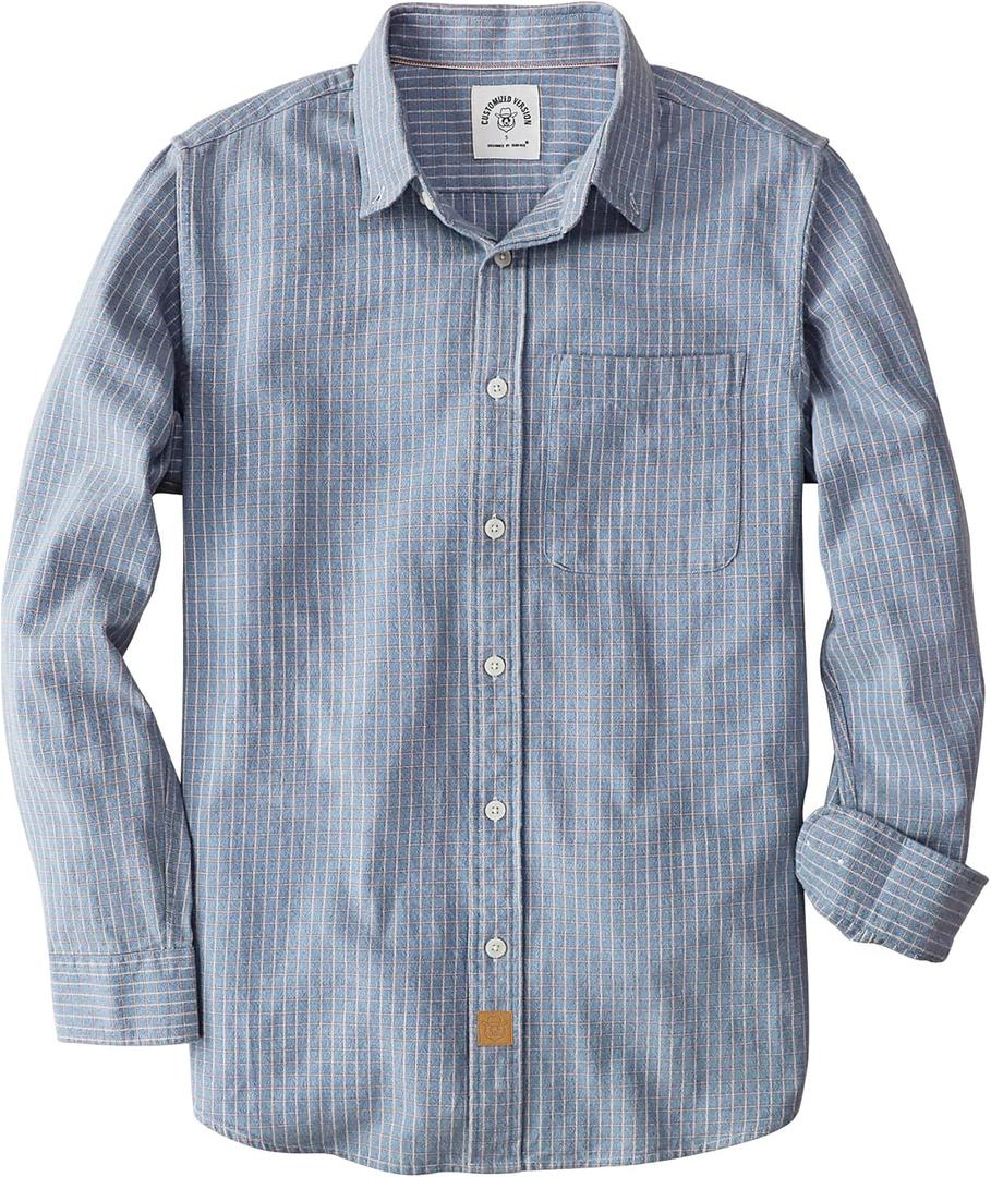 Dubinik Flannel Shirt for Men 100% Cotton Mens Flannel Shirts Long Sleeve Plaid Soft Casual Button Down Shirt Men (Gray, XXL)