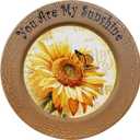 CVHOMEDECO. Sunflower Decorative Plate Primitives Round Crackled Display Wooden Plate Home Dcor Art, 13-1/4 Inch, 13-1/4" Dia. X 3/4"