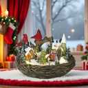 Lightahead Musical Christmas Cardinal Nest Village Carol Singing Scene Figurine with Turning Tree, Light and 8 Melodies