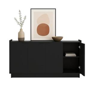 Prepac Simply Modern 4 Door Console Table Storage Cabinet, Buffet Cabinet for Storage and Organization, Modern Side Table with Doors & Shelves, 60”W x 30”H x 16”D, Black