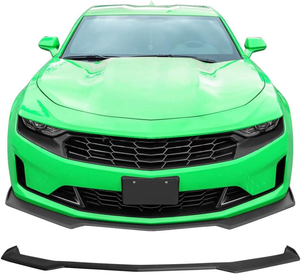 IKON MOTORSPORTS, Front Bumper Lip Compatible with 2016-2024 Chevy Camaro, 1LE Style Matte Black Front Air Chin Dam Bodykit Underbody Lip Spoiler Splitter ABS Plastic