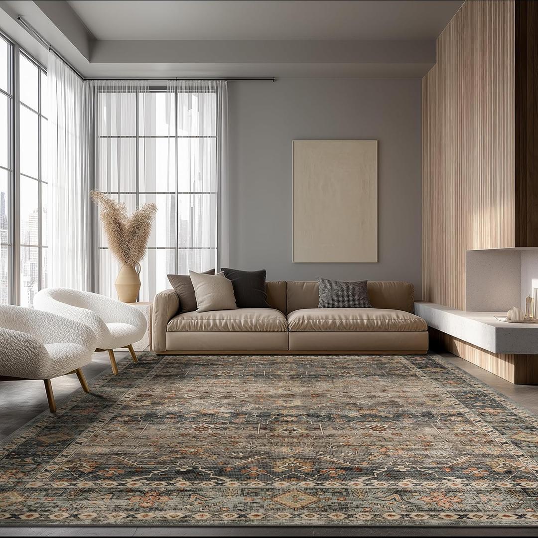 Area Rug Non Slip Machine Washable Ultra Soft Living Room/ Bedroom/ Kitchen/ Outdoor/ Classroom Camel, 8'×10'