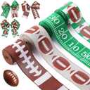 28 Yard 4 Rolls 2.5 Inch Football Wired Edge Ribbon Sport Ball Wired Edge Homecoming Ribbon Fabric Burlap Natural Wrapping Decor for Present Wrapping Gift DIY Craft