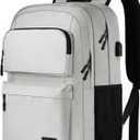 School Backpack for Teen Boys and Girls, Travle Laptop Backpack for men and women, Carry-on Lightweight Casual Bookbag with USB Charging Port Fit 17.3 Inch Laptop, Grey