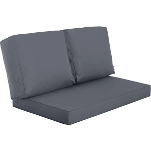 Outdoor Loveseat Cushion, Fade Resistant Waterproof Deep Seat and Backrest Cushion Set for Chair Couch Swing, 46x24 Inch,Dark Grey