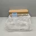 2 Sets Extra Large Hanging Wall Basket, White Metal Wire Baskets with Steel Hooks for Organizing, WallmountedFruit Vegetable Toy Snack Storage, Home Kitchen Bathroom Laundry Pantry Organizer