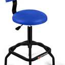 Shop Stool with Backrest, Mechanic Garage Stool for Workshop, Adjustable Shop Stools Chair, Padded Workbench Stools for Men Women, 300 LBS Capacity, 360 Swivel PVC Seat, Heavy Duty, Blue