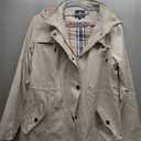 SaphiRose Women's Waterproof Rain Jacket Long Lined Raincoat Outdoor Windbreaker with Hood (Beige, Medium)