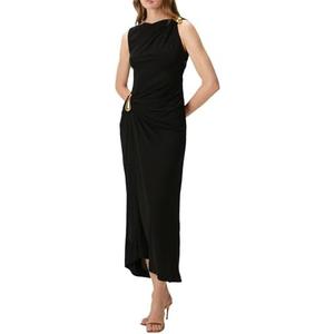 Women‘s Ruched Bodycon Dress Casual Sleeveless Club Elegant Party Cocktail Maxi Evening Dresses with Buckle Detail Size L