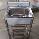 Utility Sink Free Standing Single Bowl Kitchen Sink with Cold and Hot Water Pipe Stainless Steel Sink for Garage Shop Laundry Room Farmhouse Mens Gifts Ourdoor Indoor