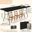 Folding Table 6 FT Lightweight Camping Table Black Portable Plastic Rectangular Outdoor Dining Table Steel Legs Fold-in-Half with Carrying Handle for Indoor,Picnic,Party,Wedding,Events