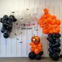 3 x HOUSE OF PARTY Halloween Balloon Garland Kit 80 Pcs - 5/10/12/18 Inch Orange and Black White Balloon Arch with 1 Pumpkin Foil Balloon, PVC Bats & Spider Web For Halloween Party Decorations