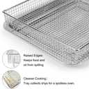 YQL Stainless Steel Air Fryer Basket and Tray Set, Compatible with Cuisinart TOA-60 TOA-65 TOA-70, Mesh Wire Rack & Baking Pan Replacement for Convection Toaster Oven, Dishwasher Safe
