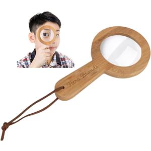 Wood Magnifying Glass for Kids - Wooden Montessori Learning Adventure Toy - Learn and Explore - Wooden Magnifier (1 Piece)