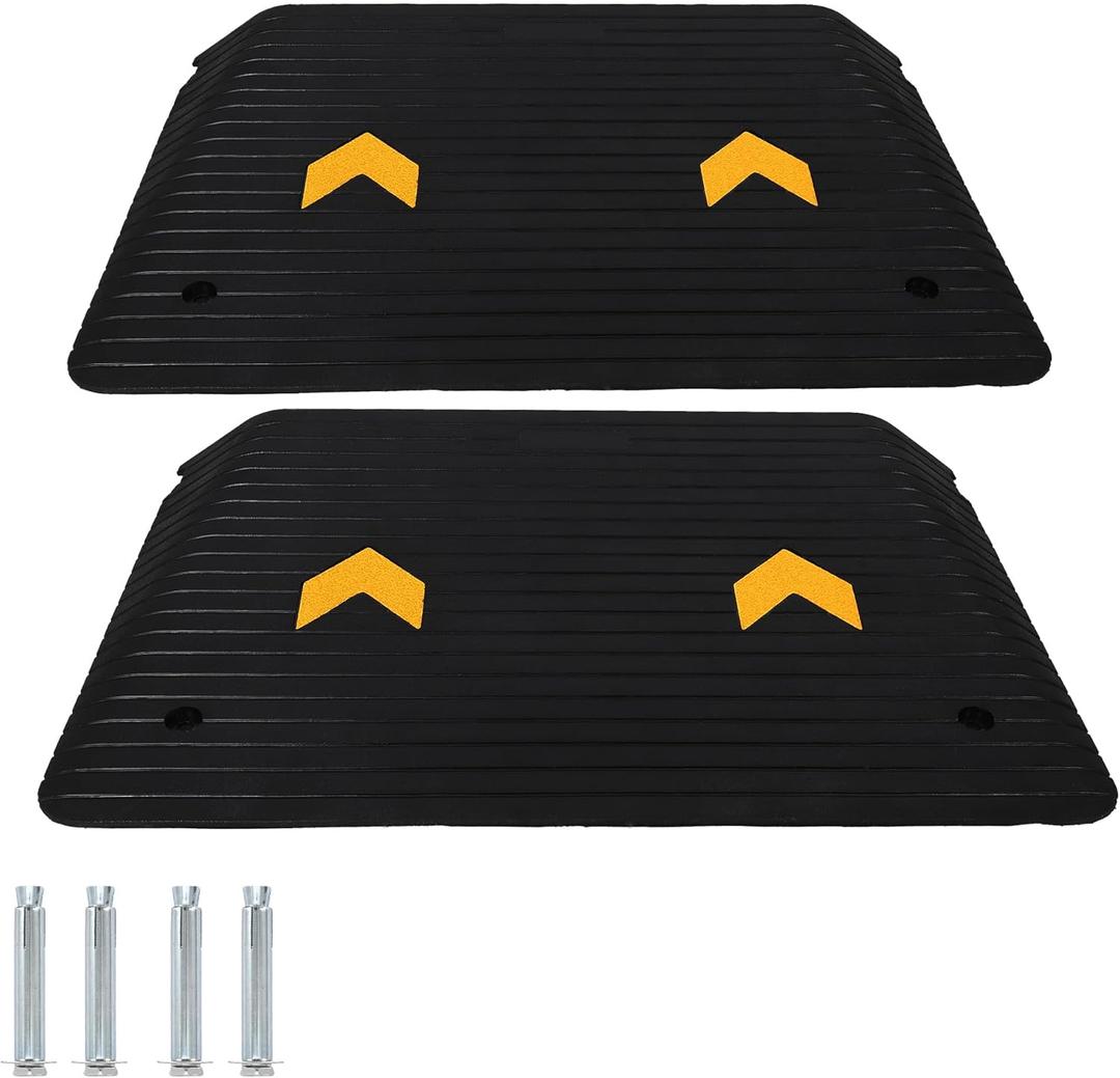 2 Pack Rubber Threshold Ramp 4" Rise, 33069LBS Capacity Portable Wheelchair Ramp with Channel Cord Cover, All-Weather Non-Slip Surface for Doorways, Steps, Cars & Pets (35.5"x24")