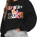 Christian Sweatshirts for Teen Girls Praise The Lord Bible Verse Sweatshirt Jesus Faith Religious Crewneck Hoodie (14 Years, Black)