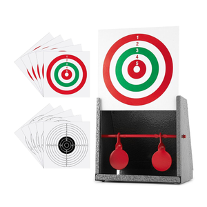 BB Gun Target Trap, Airsoft and Pellet Gun Shooting Targets With 10pcs Paper Target, Resetting Metal Silhouettes for Backyard, Outdoor, Indoor - Small Size