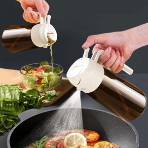 Generic 16oz/470ml Light-Blocking Dark Oil Sprayer for Cooking, 2 in 1 Olive Oil Dispenser Bottle, Premium Dark Amber Glass, Food-Grade Oil Mister for Air Fryer, BBQ (White)