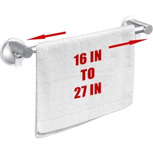 Adjustable 16-27" Suction Cup Towel Bar Extendable Suction Cup Towel Rack Holder Bathroom Stainless Steel for Glass Shower Door(Silver)