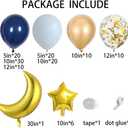 Twinkle Twinkle Little Star Party Decorations,127Pcs Navy Blue White Gold Balloon Garland Arch Kit,Moon and Star Foil Balloons Baby Shower Gender Reveal Birthday Ramadan Eid Mubarak Party Decorations