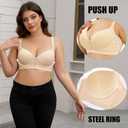 Underwire Bras for Women Push up Full-Coverage Bra Front Close Bra for Big Bust Thin Cup Minimizer Bras for Women (36D, Beige)