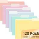 SUNEE File Folders, 120 Pack Manilla Folders 8.5 x 11, Colored File Folders Home Office School Supplies for Documents Files Paper, 6 Soft Colors