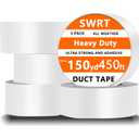 SWRT 5-Pack White Duct Tape, Strong Adhesive, 2 Inch x 150 Yd Total, Heavy Duty Waterproof All Weather, No Residue Sealing & Patching for Indoor & Outdoor Repair
