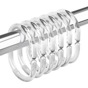 Amazer Plastic Shower Curtain Rings, Shower Curtain Hooks, 24 Pcs C Shaped Shower Hooks for Shower Curtain, Clear Shower Curtain Hooks for Bathroom