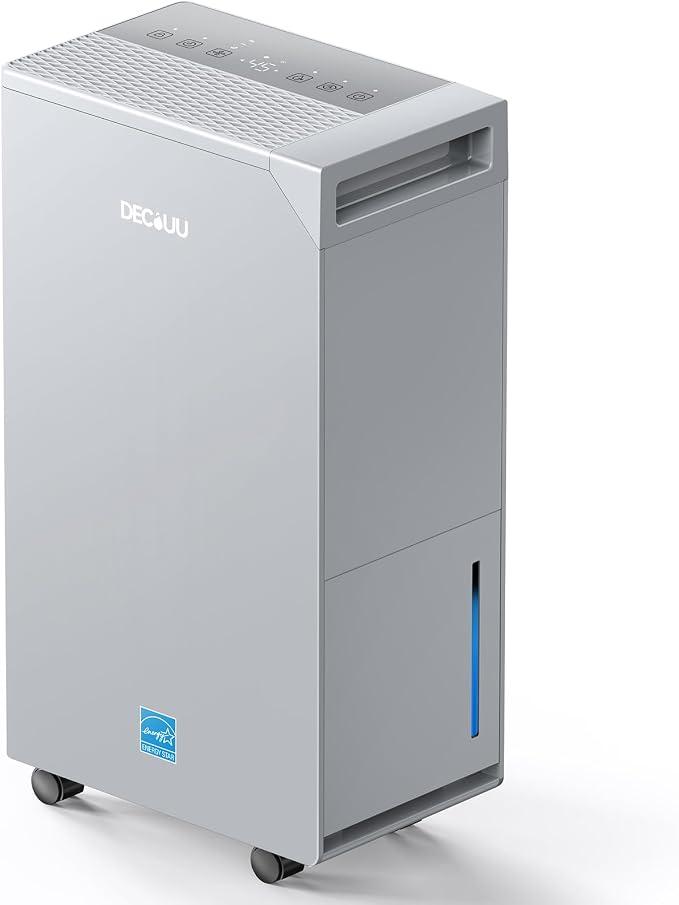 DECIUU Energy Star Dehumidifier, 
5000 Sq.Ft Dehumidifier, 100 Pint Smart Humidity Control, Drain Hose
ENERGY STAR Most Efficient 2024, Basement & Garage Use, 3 Drainage Options, Auto Defrost, Auto Restart, Easy Mobility