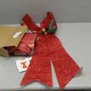 Christmas Tree Bow, 2 Pack 17'' x 24'' Tree Topper with 90 LED Lights, Battery Powered Red Bow Christmas Decorations with Pine Cone Bell for Indoor Home Window Wall Door Front Outdoor Xmas Decorations