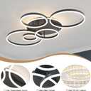 O'NEELDY Black Flush Mount Ceiling Light Dimmable Dining Room Light Fixture Round 6 Rings Modern LED Ceiling Light with Remote Control 47" Kitchen Lighting Fixture Ceiling Lamp for Living Room,Bedroom