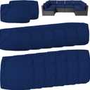 14Pcs Outdoor Cushion Covers Replacement Washable Waterproof UV w/Zipper for 6-Seaters Sofa Patio Slipcovers Set Seat and Back Covers Only (Deep Blue, 23.6x23.6inch)