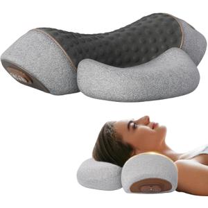 Pillow Traction Massager,3-in-1 Neck Pillow with Heat Therapy, Massage and Stretching (Light Gray)
